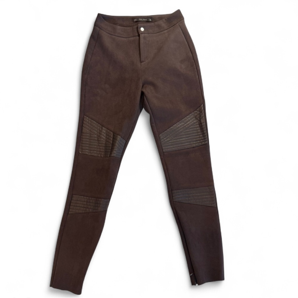 Leggings suede leather brown Zara